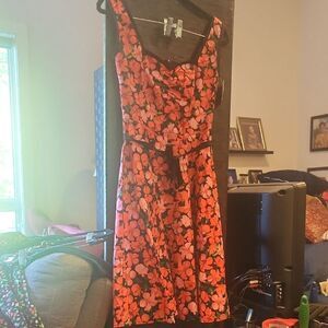 Heart Of Haute Red Pink Black Floral Dress